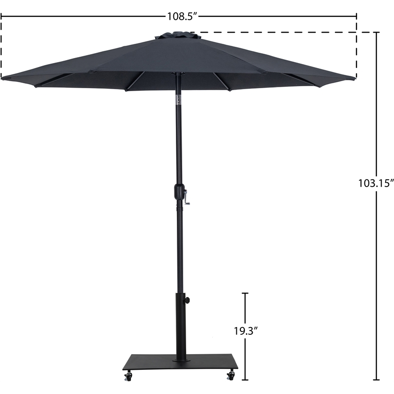Meridian Furniture Fiji Black Polyester Patio Umbrella with Base Set