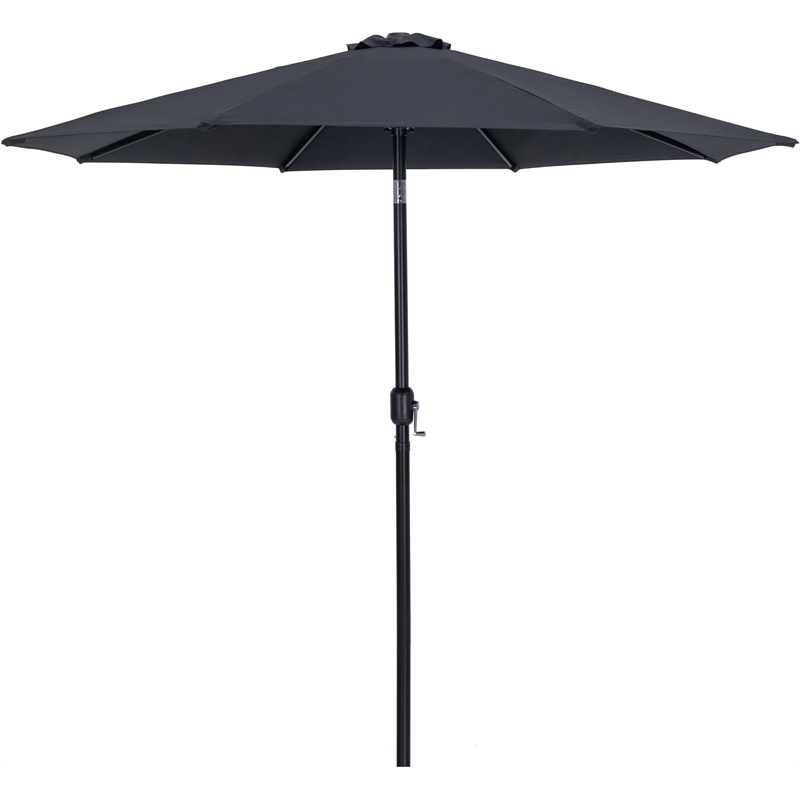 Meridian Furniture Fiji Black Polyester Patio Umbrella with Base Set