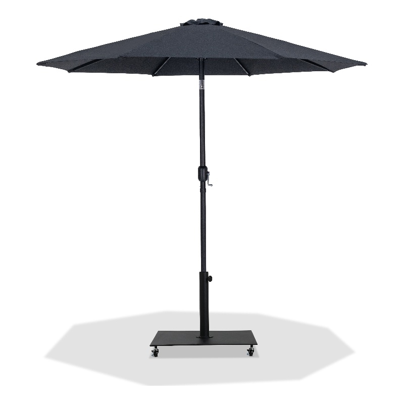 Meridian Furniture Fiji Black Polyester Patio Umbrella with Base Set