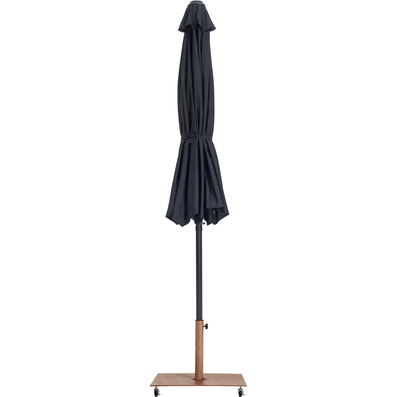 Meridian Furniture Fiji Black Polyester Patio Umbrella with Base Set