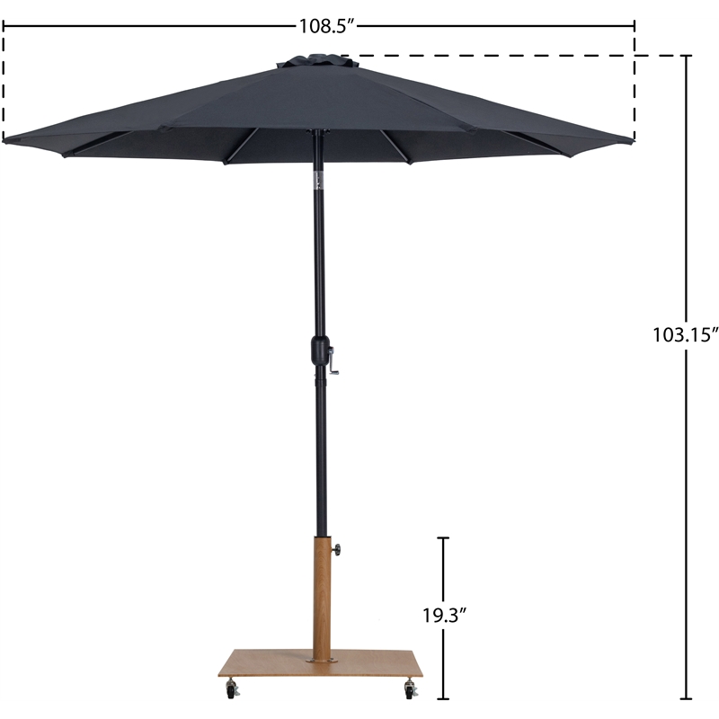 Meridian Furniture Fiji Black Polyester Patio Umbrella with Base Set