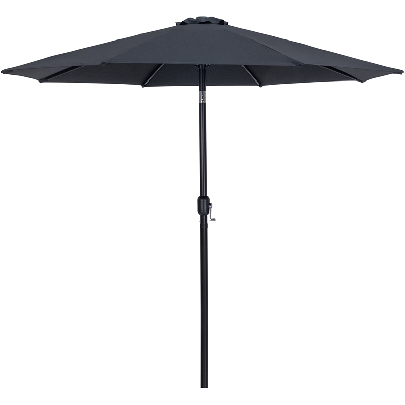 Meridian Furniture Fiji Black Polyester Patio Umbrella with Base Set