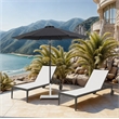 Meridian Furniture Fiji Black Polyester Patio Umbrella with Base Set