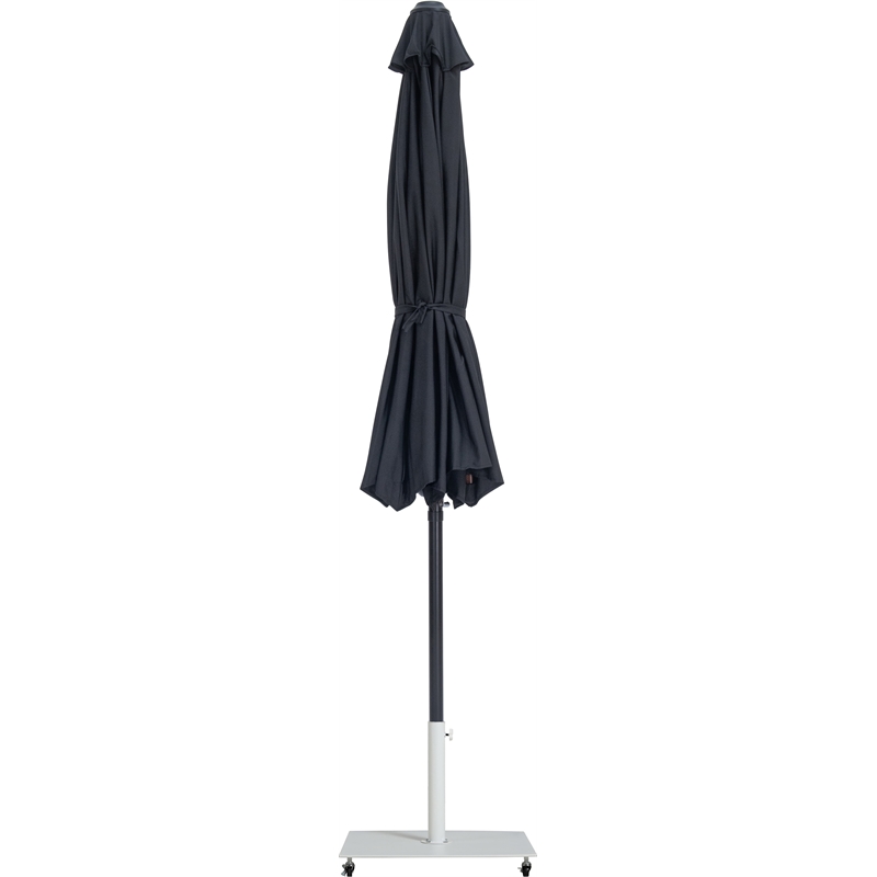 Meridian Furniture Fiji Black Polyester Patio Umbrella with Base Set