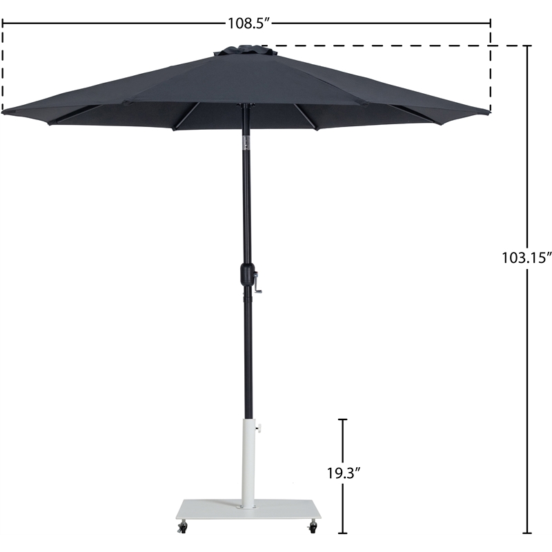 Meridian Furniture Fiji Black Polyester Patio Umbrella with Base Set
