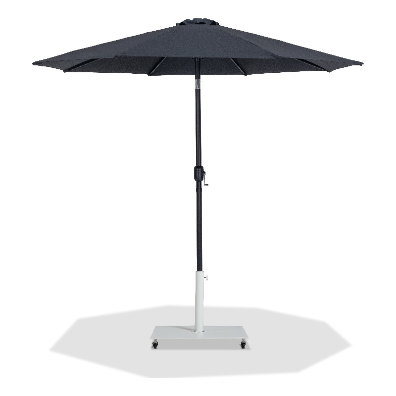 Meridian Furniture Fiji Black Polyester Patio Umbrella with Base Set