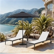 Meridian Furniture Fiji Black Polyester Patio Umbrella with Base Set
