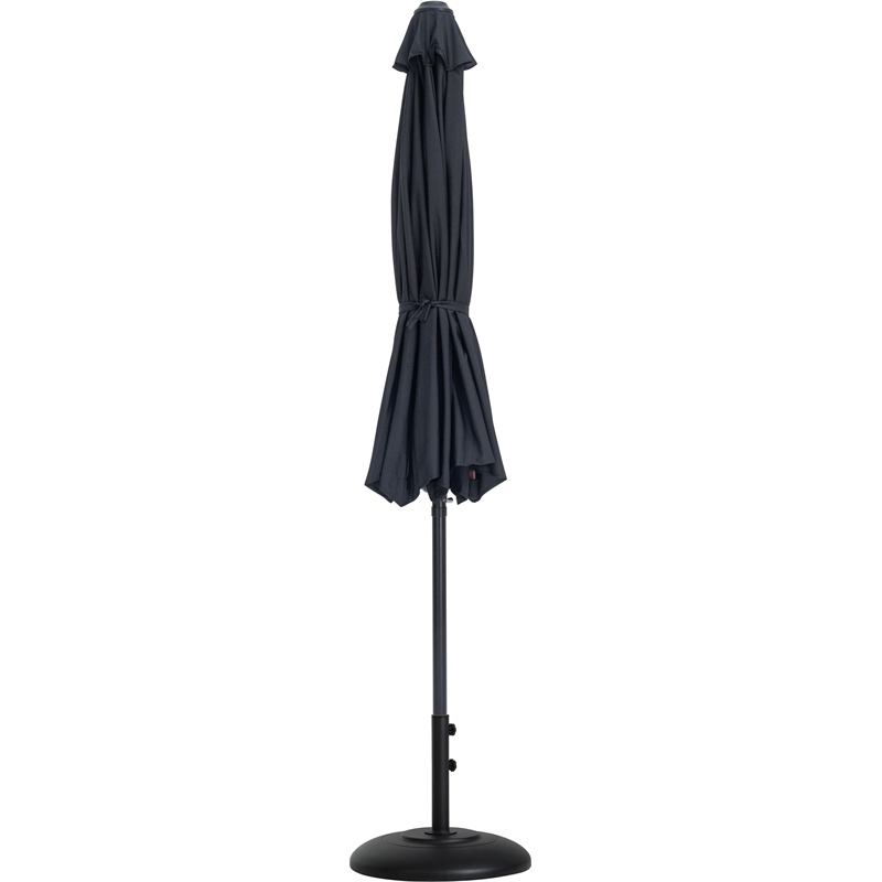 Meridian Furniture Fiji Black Polyester Patio Umbrella with Base Set