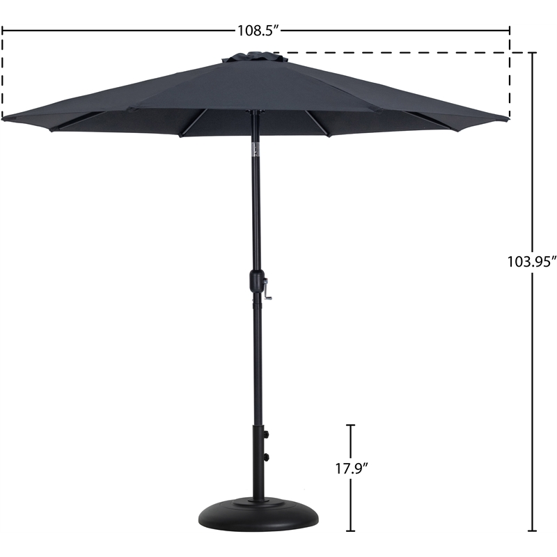 Meridian Furniture Fiji Black Polyester Patio Umbrella with Base Set