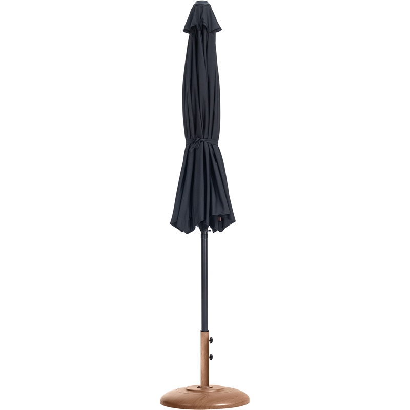 Meridian Furniture Fiji Black Polyester Patio Umbrella with Base Set