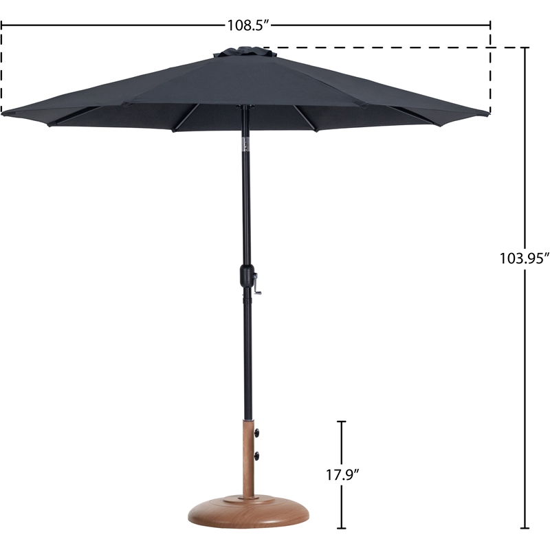 Meridian Furniture Fiji Black Polyester Patio Umbrella with Base Set
