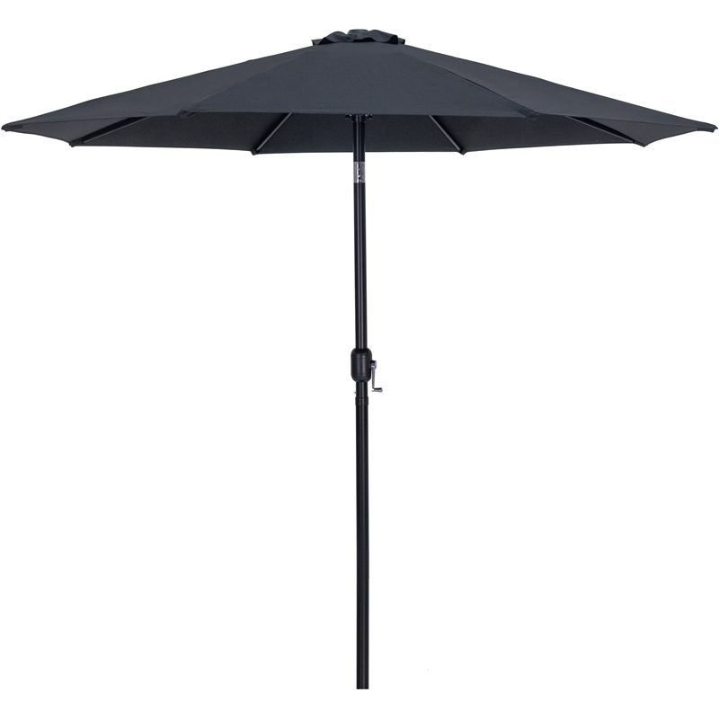 Meridian Furniture Fiji Black Polyester Patio Umbrella with Base Set
