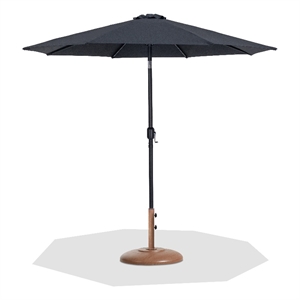 Meridian Furniture Fiji Black Polyester Patio Umbrella with Base Set