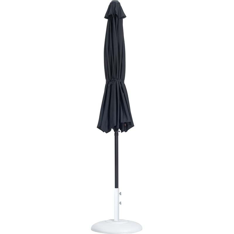 Meridian Furniture Fiji Black Polyester Patio Umbrella with Base Set