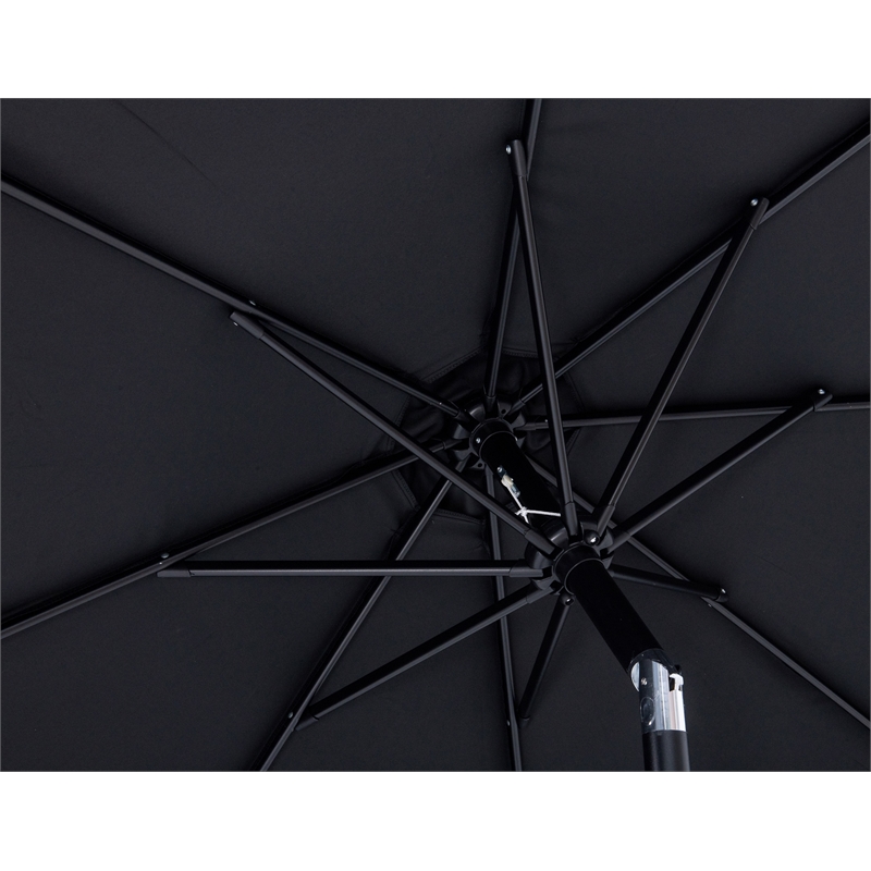 Meridian Furniture Fiji Black Polyester Patio Umbrella with Base Set