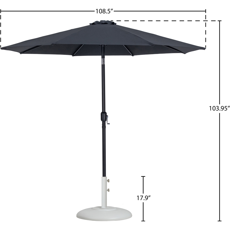 Meridian Furniture Fiji Black Polyester Patio Umbrella with Base Set