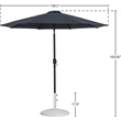 Meridian Furniture Fiji Black Polyester Patio Umbrella with Base Set