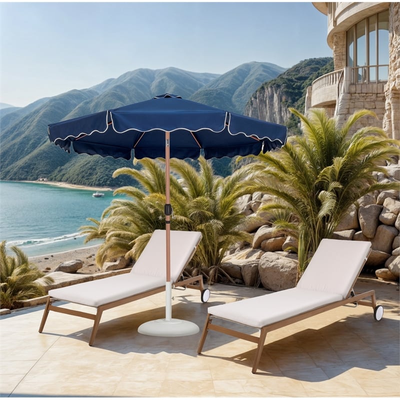 Meridian Furniture Amalfi Navy Polyester Patio Umbrella with Base Set
