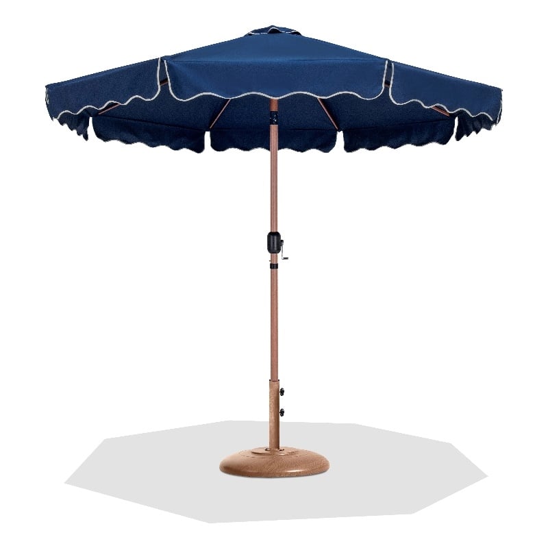Meridian Furniture Amalfi Navy Polyester Patio Umbrella with Base Set