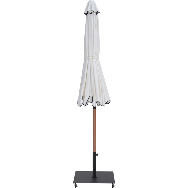 Meridian Furniture Amalfi White Polyester Patio Umbrella with Base Set