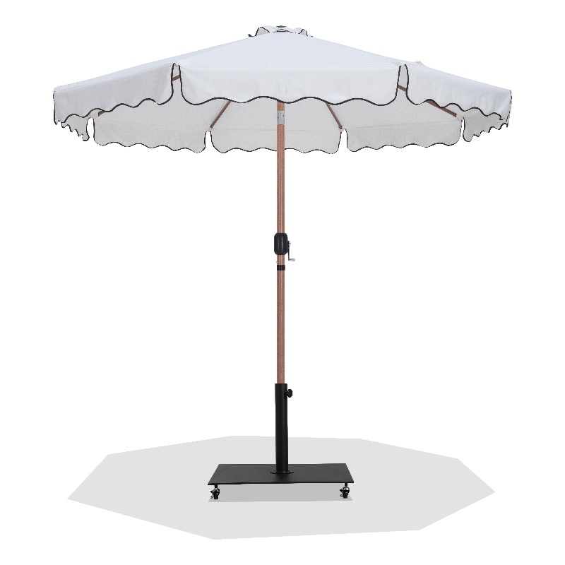 Meridian Furniture Amalfi White Polyester Patio Umbrella with Base Set