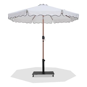 Meridian Furniture Amalfi White Polyester Patio Umbrella with Base Set