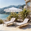 Meridian Furniture Amalfi White Polyester Patio Umbrella with Base Set