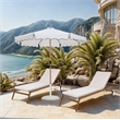 Meridian Furniture Amalfi White Polyester Patio Umbrella with Base Set