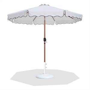 Meridian Furniture Amalfi White Polyester Patio Umbrella with Base Set