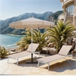 Meridian Furniture Amalfi Beige Polyester Patio Umbrella with Base Set