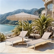 Meridian Furniture Amalfi Beige Polyester Patio Umbrella with Base Set