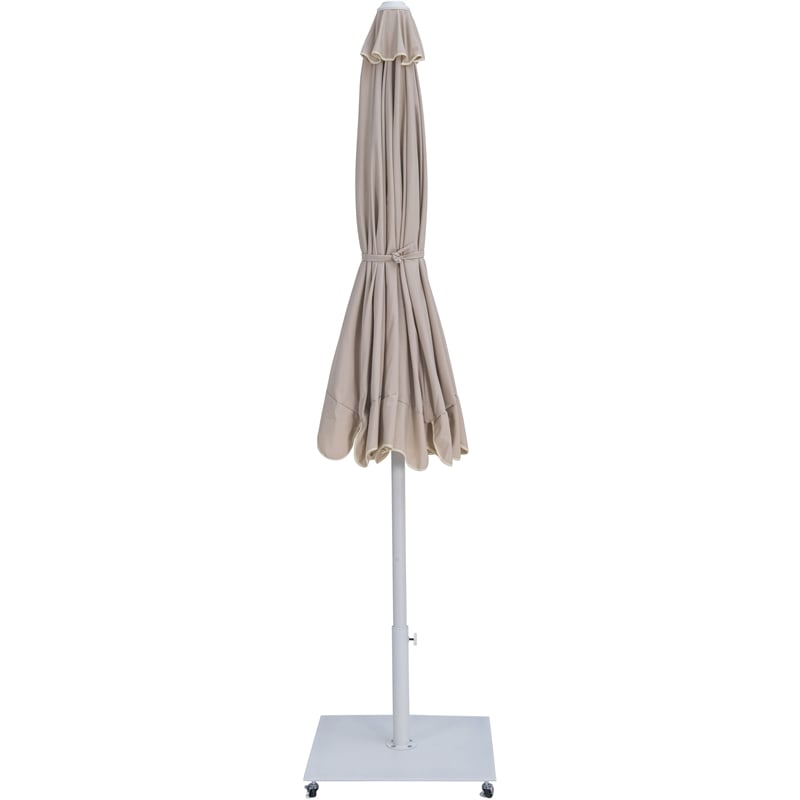 Meridian Furniture Amalfi Beige Polyester Patio Umbrella with Base Set