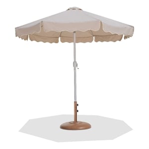 Meridian Furniture Amalfi Beige Polyester Patio Umbrella with Base Set