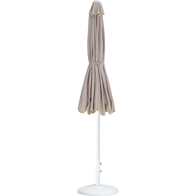 Meridian Furniture Amalfi Beige Polyester Patio Umbrella with Base Set