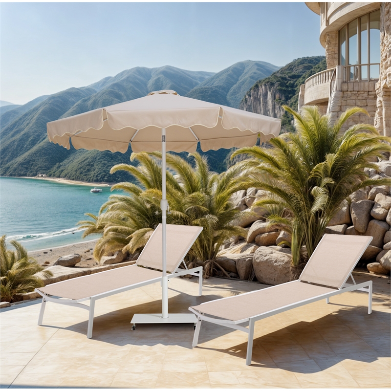 Meridian Furniture Amalfi Beige Polyester Patio Umbrella