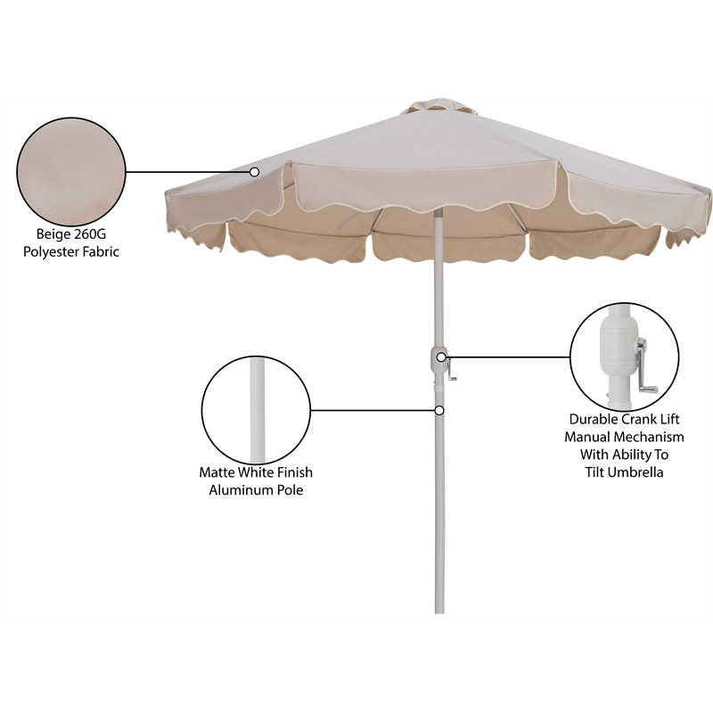 Meridian Furniture Amalfi Beige Polyester Patio Umbrella