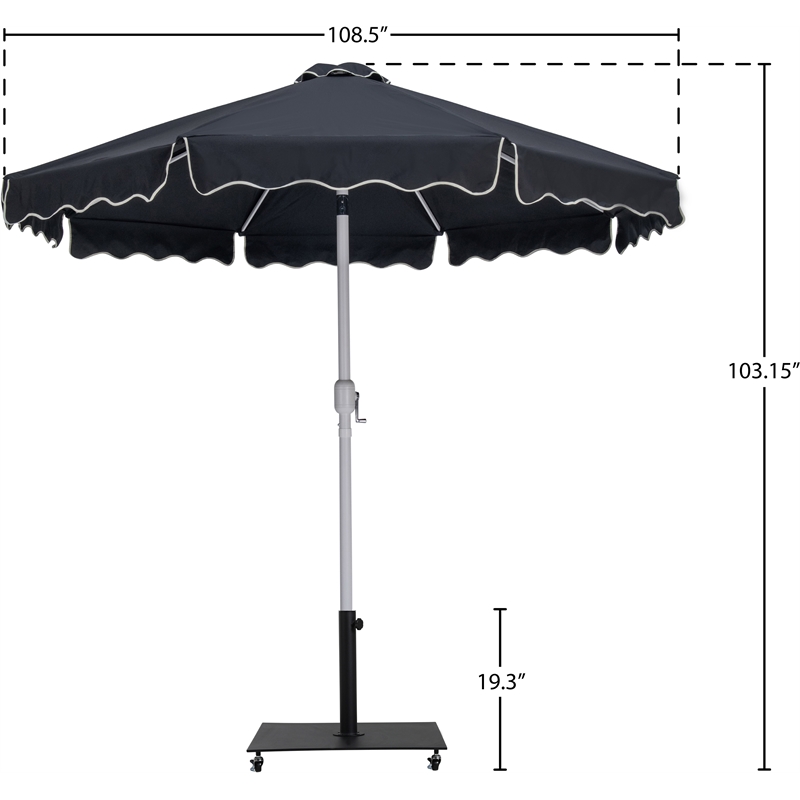 Meridian Furniture Amalfi Black Polyester Patio Umbrella with Base Set