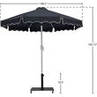 Meridian Furniture Amalfi Black Polyester Patio Umbrella with Base Set