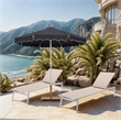 Meridian Furniture Amalfi Black Polyester Patio Umbrella with Base Set