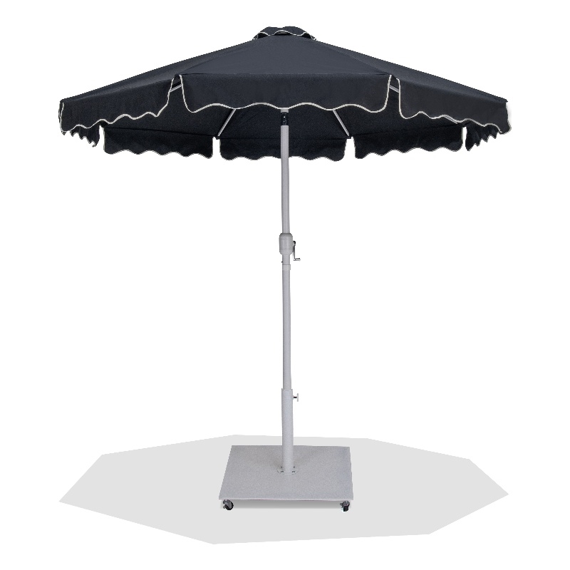 Meridian Furniture Amalfi Black Polyester Patio Umbrella with Base Set