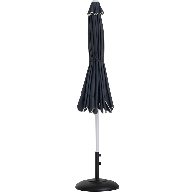 Meridian Furniture Amalfi Black Polyester Patio Umbrella with Base Set