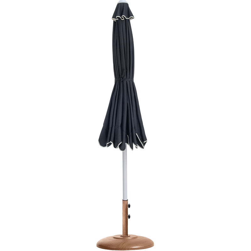 Meridian Furniture Amalfi Black Polyester Patio Umbrella with Base Set