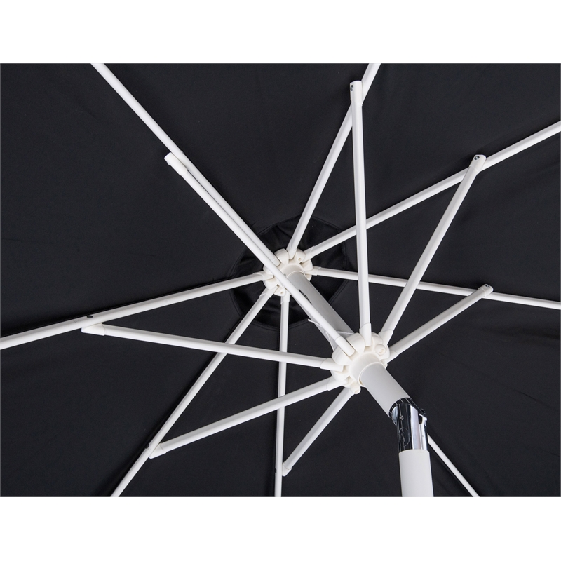 Meridian Furniture Amalfi Black Polyester Patio Umbrella with Base Set