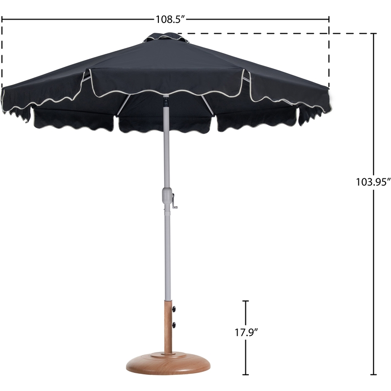 Meridian Furniture Amalfi Black Polyester Patio Umbrella with Base Set