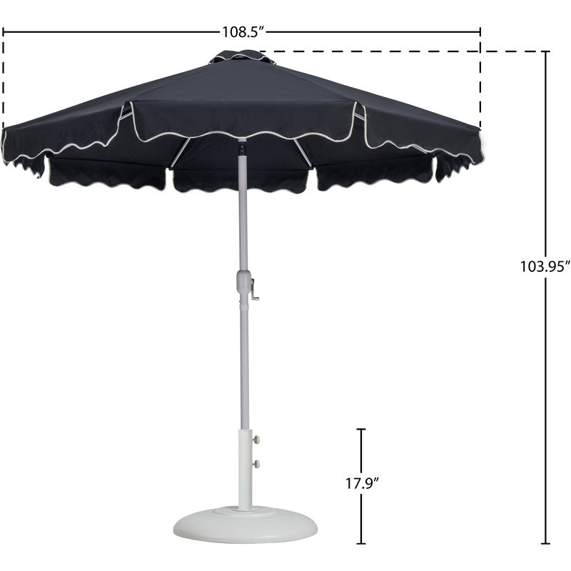 Meridian Furniture Amalfi Black Polyester Patio Umbrella with Base Set