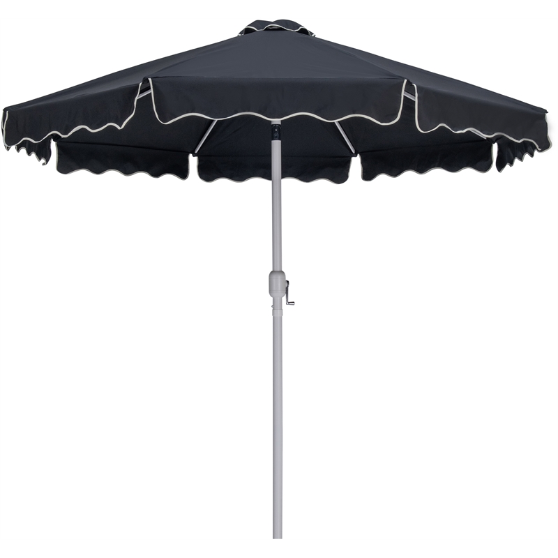 Meridian Furniture Amalfi Black Polyester Patio Umbrella with Base Set