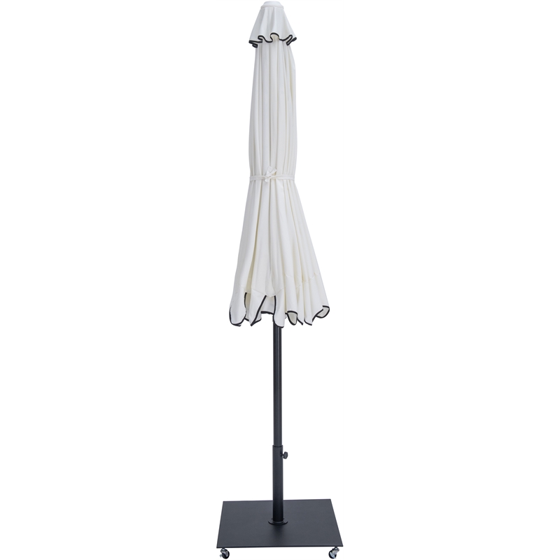 Meridian Furniture Amalfi White Polyester Patio Umbrella with Base Set