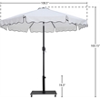 Meridian Furniture Amalfi White Polyester Patio Umbrella with Base Set