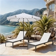 Meridian Furniture Amalfi White Polyester Patio Umbrella with Base Set
