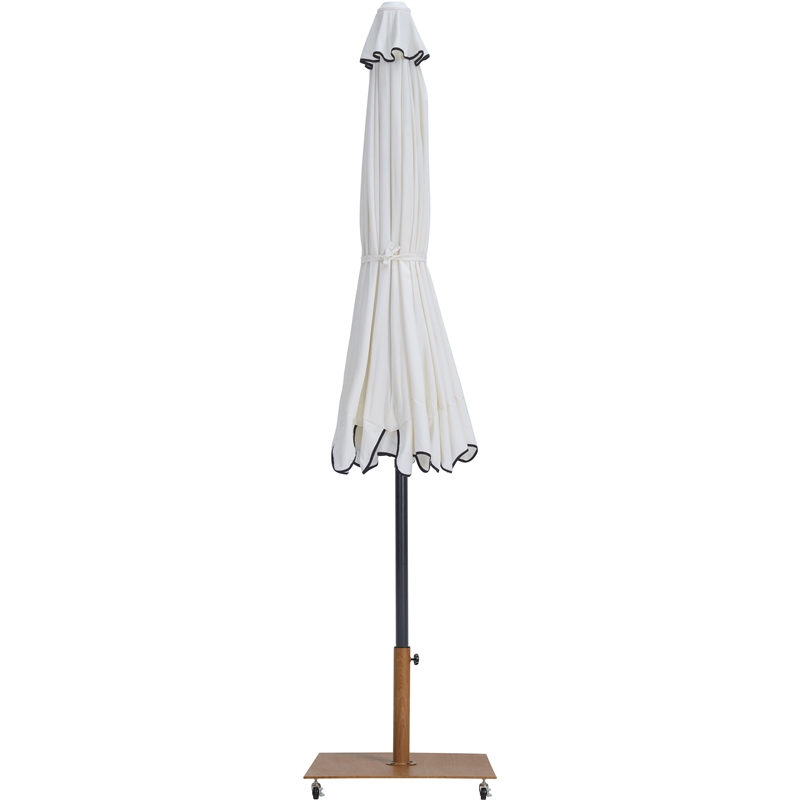 Meridian Furniture Amalfi White Polyester Patio Umbrella with Base Set